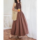 ブラウン | カップ付きアメスリリブドッキングバルーンワンピース［E3495］ | KOBE LETTUCE