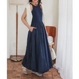 ネイビー | カップ付きアメスリリブドッキングバルーンワンピース［E3495］ | KOBE LETTUCE