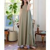 アッシュカーキ | 汗じみ防止 UVカット カップ付きノースリーブワンピース | KOBE LETTUCE