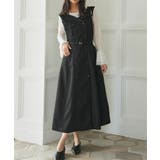 ブラック | ウエストベルト付きジレワンピース［E3563］ ジレワンピース ウエストベルト付… | KOBE LETTUCE