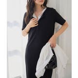 ブラック | レイヤードヘンリーネックリブワンピース［E3598］ レイヤード風 ヘンリーネッ… | KOBE LETTUCE