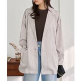 ベージュ | ストライプ柄テーラードジャケット［K1432］ テーラードジャケット ストライプ | KOBE LETTUCE