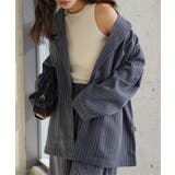 チャコール | ストライプ柄テーラードジャケット［K1432］ テーラードジャケット ストライプ | KOBE LETTUCE