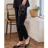 ブラック | スカラップヘムカットジョーゼットパンツ［M4205］ | KOBE LETTUCE