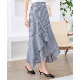 ブラック | アシンメトリーフリルチェックスカート［M4242］ | KOBE LETTUCE