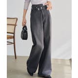 ブラック | アシメウエストワイドストレートデニム［M4358］ アシメウエスト ワイド | KOBE LETTUCE