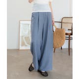 ブルー | 選べるサイズ さらとろ麻調ワイドパンツ［M4424］ ワイドパンツ | KOBE LETTUCE