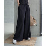 ネイビー | ウエストリボンレーヨンワイドパンツ［M4442］ ウエストリボン レーヨン | KOBE LETTUCE