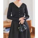 ブラック | パールボタンリブニットカーディガン［N1102］ | KOBE LETTUCE