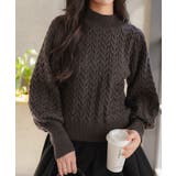 チャコール | 立体ケーブルモックネックニットトップス［N1116］ | KOBE LETTUCE