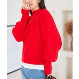 レッド | 立体ケーブルモックネックニットトップス［N1116］ | KOBE LETTUCE