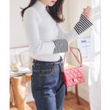 オフホワイト | 袖先配色フレアスリーブニットトップス［N1157］ | KOBE LETTUCE