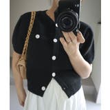 ブラック | ブークレ半袖カーディガン 半袖ニット ニットカーデ | KOBE LETTUCE