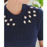 ネイビー | 薔薇モチーフケーブルニットトップス［N1173］ | KOBE LETTUCE