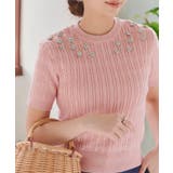 ピンク | 薔薇モチーフケーブルニットトップス［N1173］ | KOBE LETTUCE