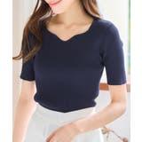 ネイビー | ハートネックリブニットトップス［N1177］ | KOBE LETTUCE