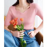 ピンク | ハートネックリブニットトップス［N1177］ | KOBE LETTUCE