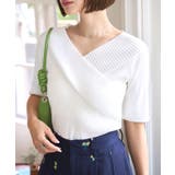 アイボリー | カシュクールVネック半袖ニットトップス［N1195］ | KOBE LETTUCE