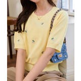 イエロー | 総柄刺繍ニットトップス［N1196］ | KOBE LETTUCE