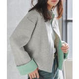 ライトグレー | 袖バイカラーニットジャケット［N1207］ | KOBE LETTUCE