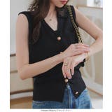 ゴールドボタンVネックニットベストトップス［N1224］ | KOBE LETTUCE | 詳細画像2 