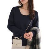 ネイビー | Uネックシンプル長袖ニットトップス［N1241］ Uネック シンプル | KOBE LETTUCE