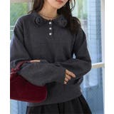 チャコール | ローズモチーフポロニット［N1250］ ローズモチーフ ポロニット | KOBE LETTUCE