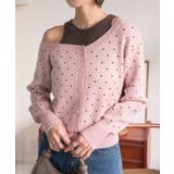 ピンク | ワンショルダードットニットカーディガン ワンショルダー ドット | KOBE LETTUCE