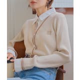 ベージュ | 襟ドッキングニットカーディガン［N1268］ 襟ドッキング ニットカーディガン | KOBE LETTUCE