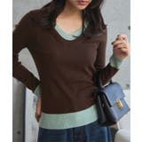 ブラウン×ミント | バイカラー深Uネックニット［N1274］ バイカラー 深Uネック | KOBE LETTUCE