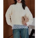 アイボリー | 3Dケーブルハイネックニットトップス 3Dケーブル ハイネック | KOBE LETTUCE