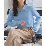 ブルー | 2wayポロニットトップス［N1286］ 2wayポロニットトップス レディース | KOBE LETTUCE