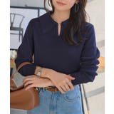ネイビー | 2wayポロニットトップス［N1286］ 2wayポロニットトップス レディース | KOBE LETTUCE