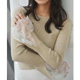 ベージュ | 袖口レースリブニットトップス［N1287］ ニット セーター | KOBE LETTUCE