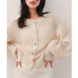 杢アイボリー | すかし編みビジューボタンカーディガン［N1288］ ニットカーディガン すかし編… | KOBE LETTUCE