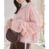 ピンク | キャットヤーン袖リボンラメシアーニット 袖リボン ニット | KOBE LETTUCE