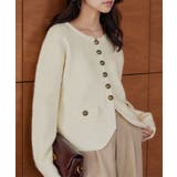 アイボリー | ゴールドボタンもっちりニットカーディガン ニットカーディガン ニットカーデ | KOBE LETTUCE