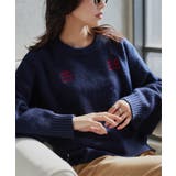 ネイビー | ロゴ刺繍ニットトップス ロゴ刺繍 ニット | KOBE LETTUCE