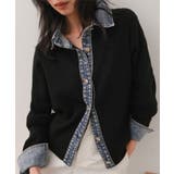 ブラック | デニム襟リブニットカーディガン［N1311］ デニム襟 リブニット | KOBE LETTUCE