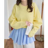 イエロー | ストライプシャツ切替スポンディッシュペプラムニット［N1317］ ニット スポン… | KOBE LETTUCE