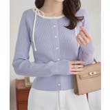 ブルー | 肩リボンニットカーディガン［N1319］ ニットカーディガン 肩リボン | KOBE LETTUCE