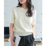 オフホワイト | [ オフィスカジュアル ]アンチピリングスカラップポロニットトップス［N1376… | KOBE LETTUCE