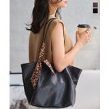 スカーフ付きフェイクレザートートバッグ スカーフ付き フェイクレザー | KOBE LETTUCE | 詳細画像1 