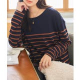 ネイビー×キャメル | 選べるデザイン コットン100%ゆったりボーダーチュニックカットソー | KOBE LETTUCE