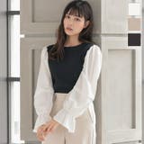 袖切り替えリブトップス レディース 長袖 | KOBE LETTUCE | 詳細画像1