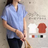 ゆったりガーゼブラウストップス レディース スキッパー | KOBE LETTUCE | 詳細画像1