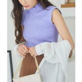 ラベンダーサックス | ネック2タイプリブニットトップス［C6611］ | KOBE LETTUCE