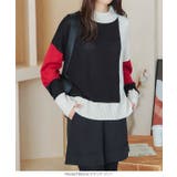 ブロッキングカラーモックネックニットトップス［C6799］ | KOBE LETTUCE | 詳細画像6 
