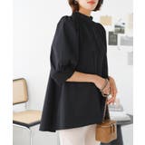 ブラック | シワになりにくい パフスリーブAラインブラウス［C6824］ | KOBE LETTUCE