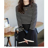 もっちりニットで着心地抜群袖バイカラーリブニットトップス リブニット ニット | KOBE LETTUCE | 詳細画像36 